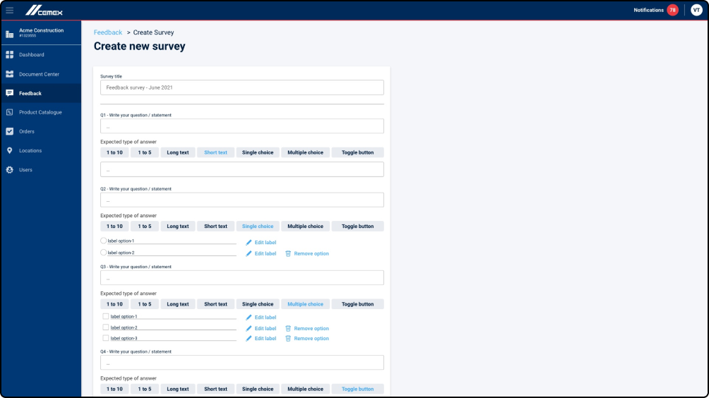Feedback Form Building Process