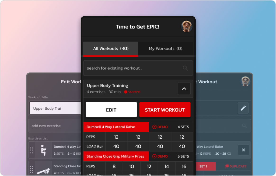 screenshot from the powerfit gym log tracker app